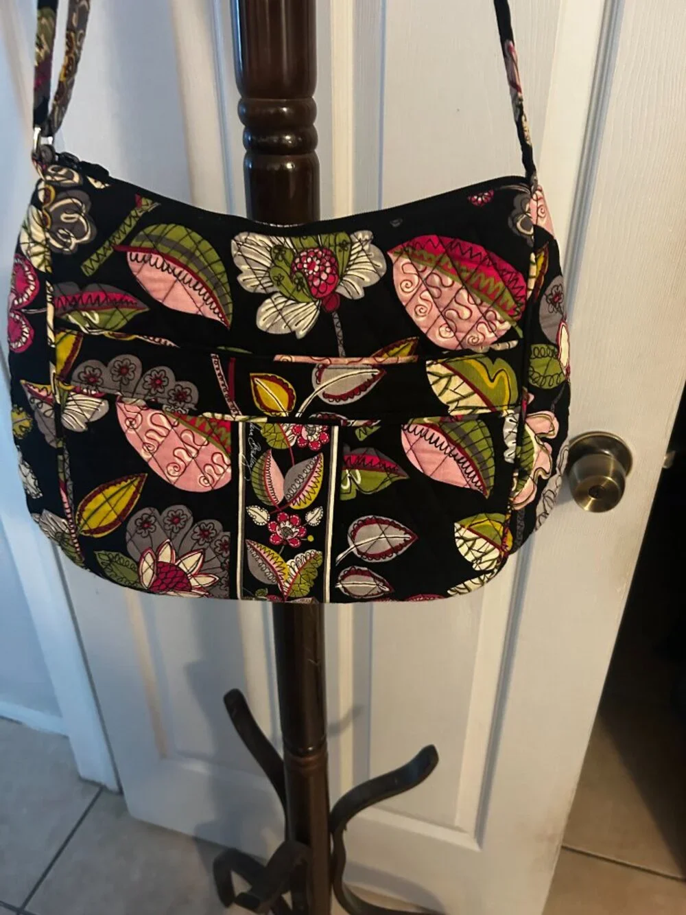 Vera Bradley Black Floral Hobo in Mint Condition